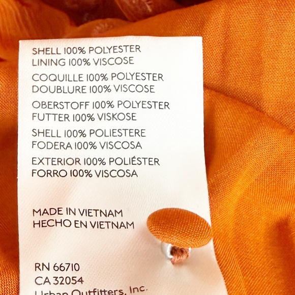 Anthropologie Ruched Orange Tiered Open Back Dress Size Medium - Picture 6 of 8